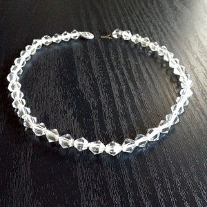 Vintage Clear Crystal Choker Necklace 14K Clasp